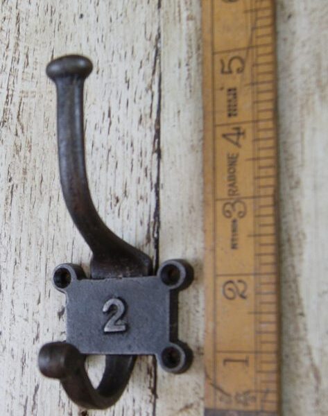 Coat Hook Double 2 Part Retro Antique Iron 125mm Number 2