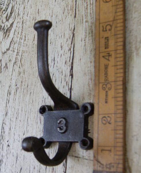 Coat Hook Double 2 Part Retro Antique Iron 125mm Number 3