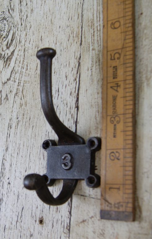 Coat Hook Double 2 Part Retro Antique Iron 125mm Number 3