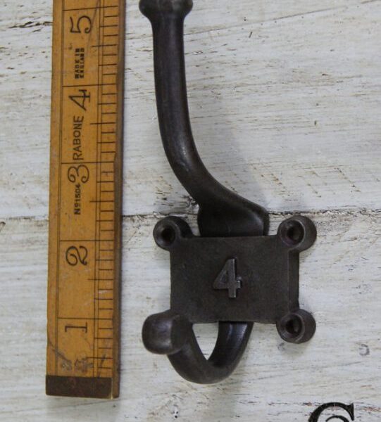 Coat Hook Double 2 Part Retro Antique Iron 125mm Number 4