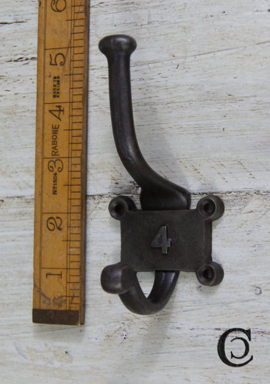 Coat Hook Double 2 Part Retro Antique Iron 125mm Number 4