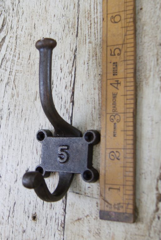 Coat Hook Double 2 Part Retro Antique Iron 125mm Number 5