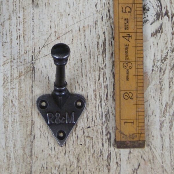 Coat Hook Arts & Crafts Single R & M Antique Iron 100mm