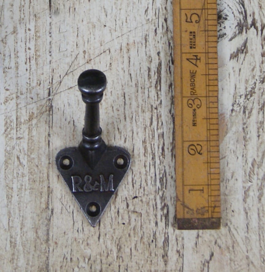Coat Hook Arts & Crafts Single R & M Antique Iron 100mm