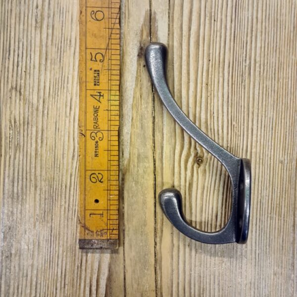 Alternative view of Hat & Coat Hook Victorian 4 Hole Square Stem Antique Iron 110mm