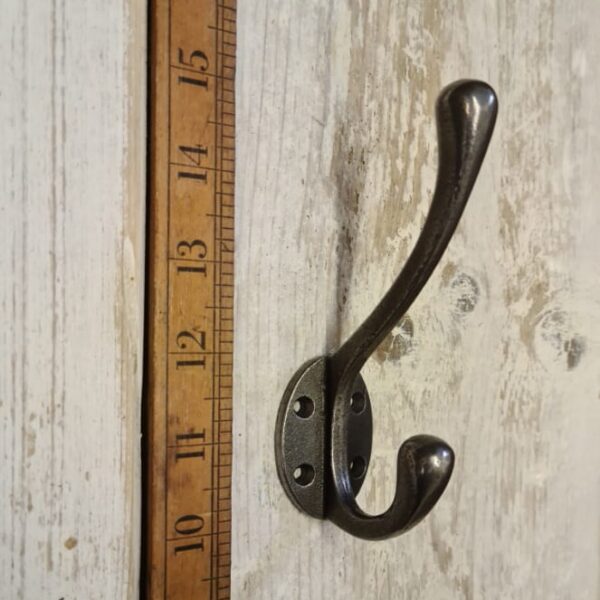 Hat & Coat Hook Victorian 4 Hole Square Stem Antique Iron 110mm