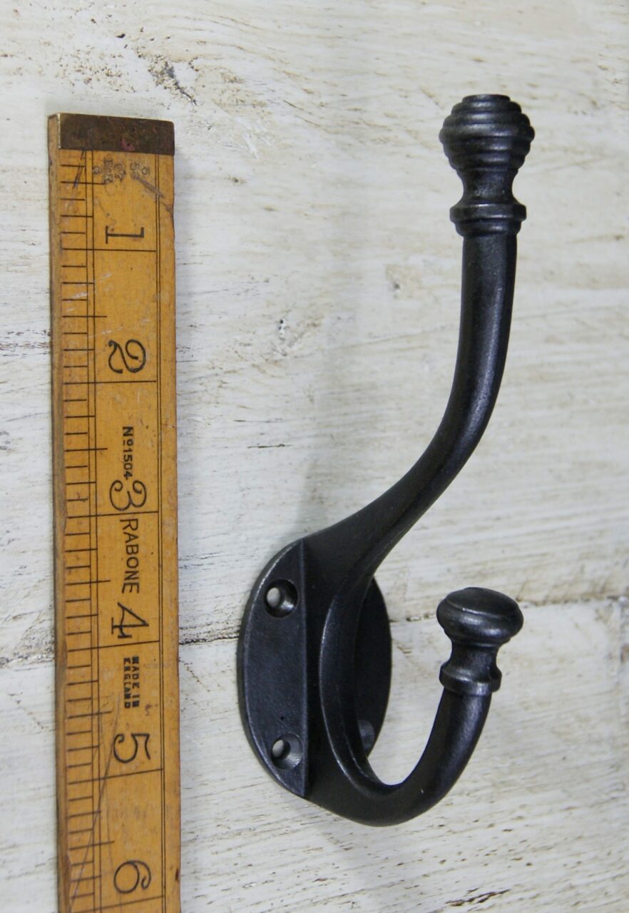 Hat & Coat Hook OLD ENGLISH Beehive Top Antique Iron 140mm