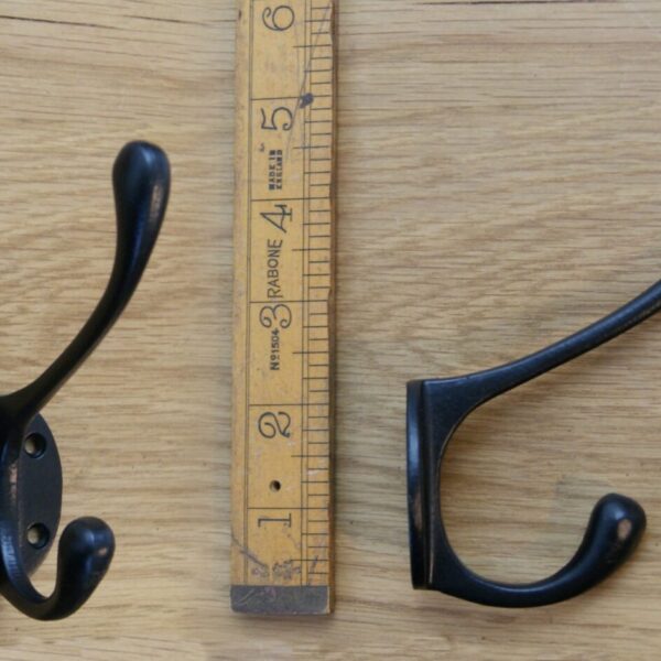 Hat & Coat Hook Victorian Square Stem 4 Hole Satin Black 110mm