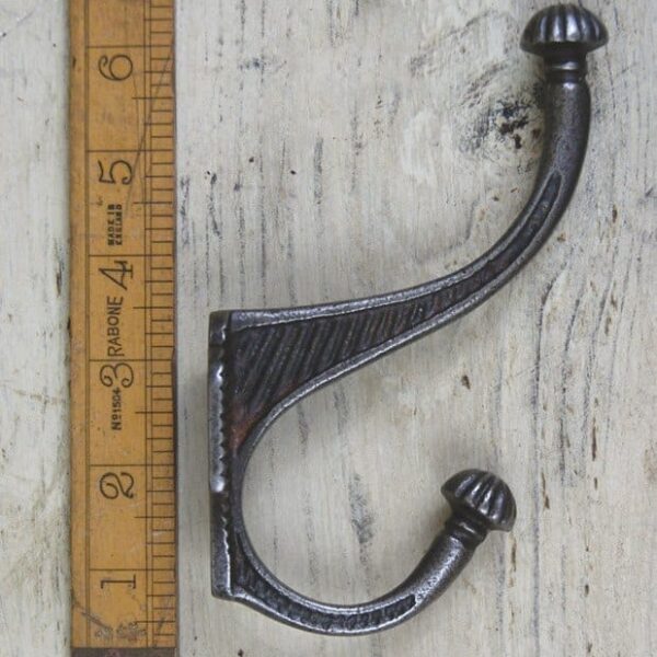 Hat & Coat Hook Lined PUMPKIN Tip Cast Antique Iron 150mm
