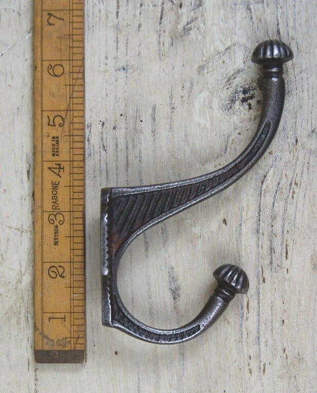 Hat & Coat Hook Lined PUMPKIN Tip Cast Antique Iron 150mm