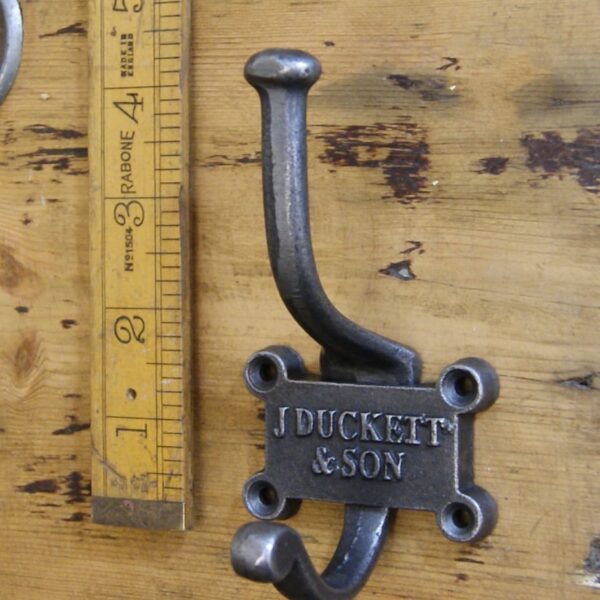 Coat Hook Double 2 Part Retro J DUCKETT Cast Antique Iron 125mm