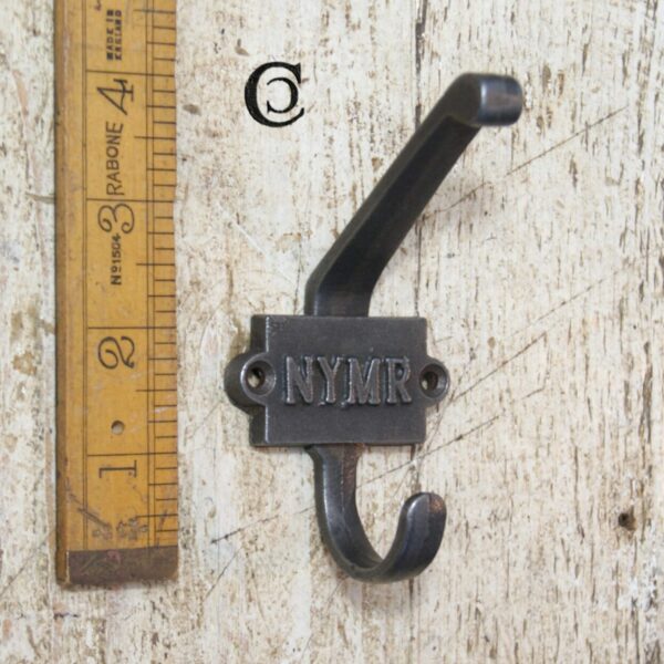 Coat Hook Double NYMR 2 Part 2 Hole Cast Antique Iron 110mm