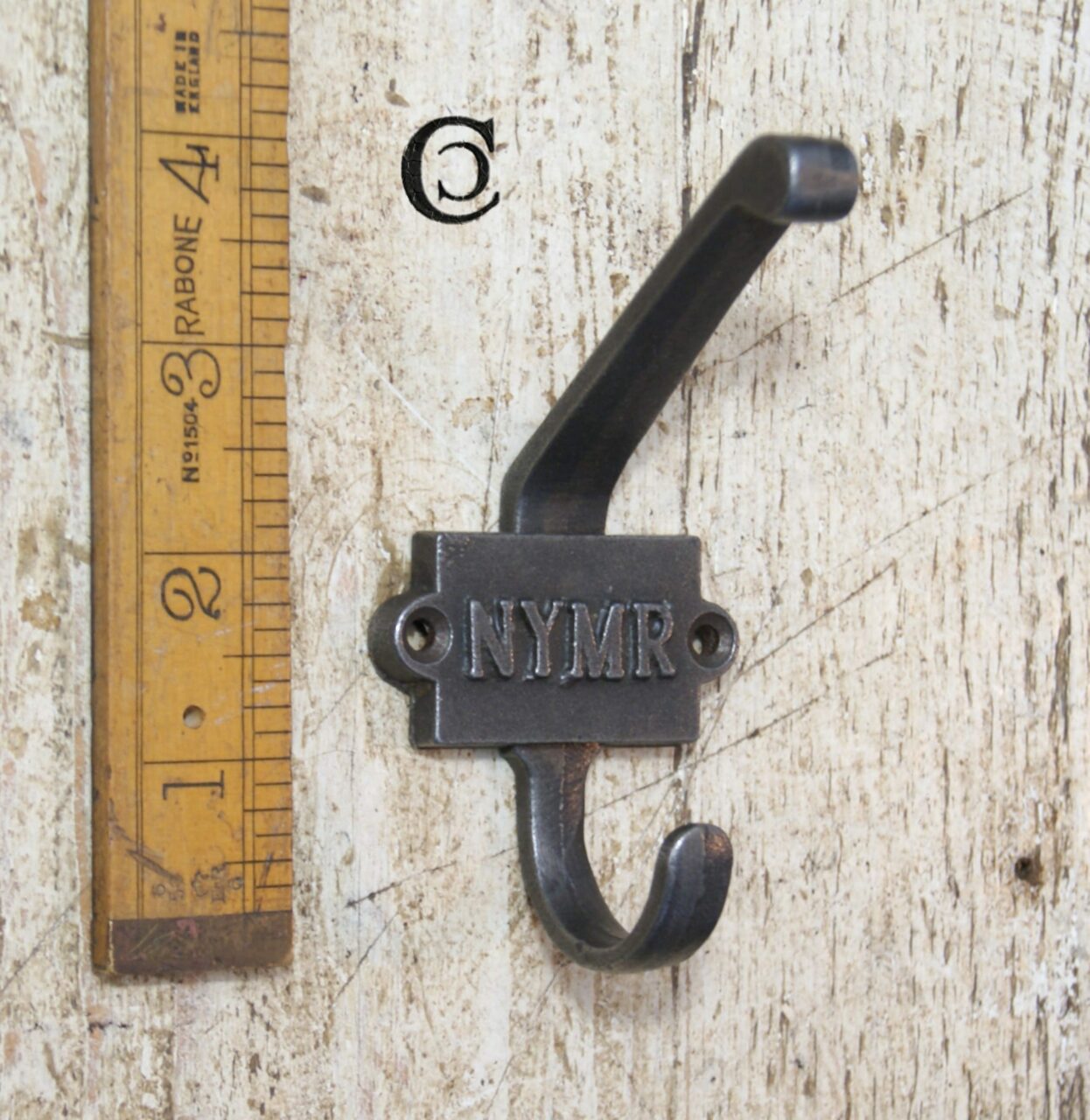 Coat Hook Double NYMR 2 Part 2 Hole Cast Antique Iron 110mm