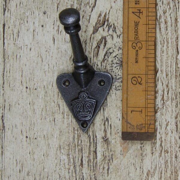 Coat Hook Arts & Crafts Single MINISTRY CROWN Antique Iron 100mm