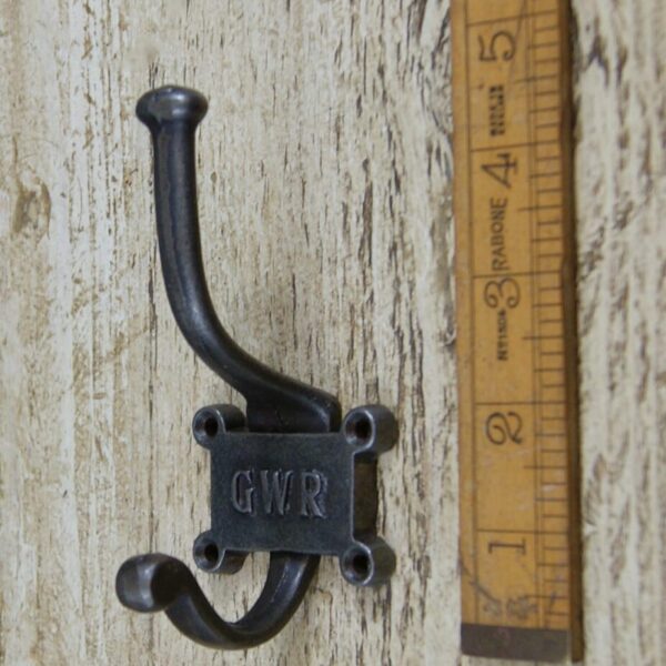Coat Hook Retro GWR 2 Part 4 Screw Hole Cast Antique Iron 125mm