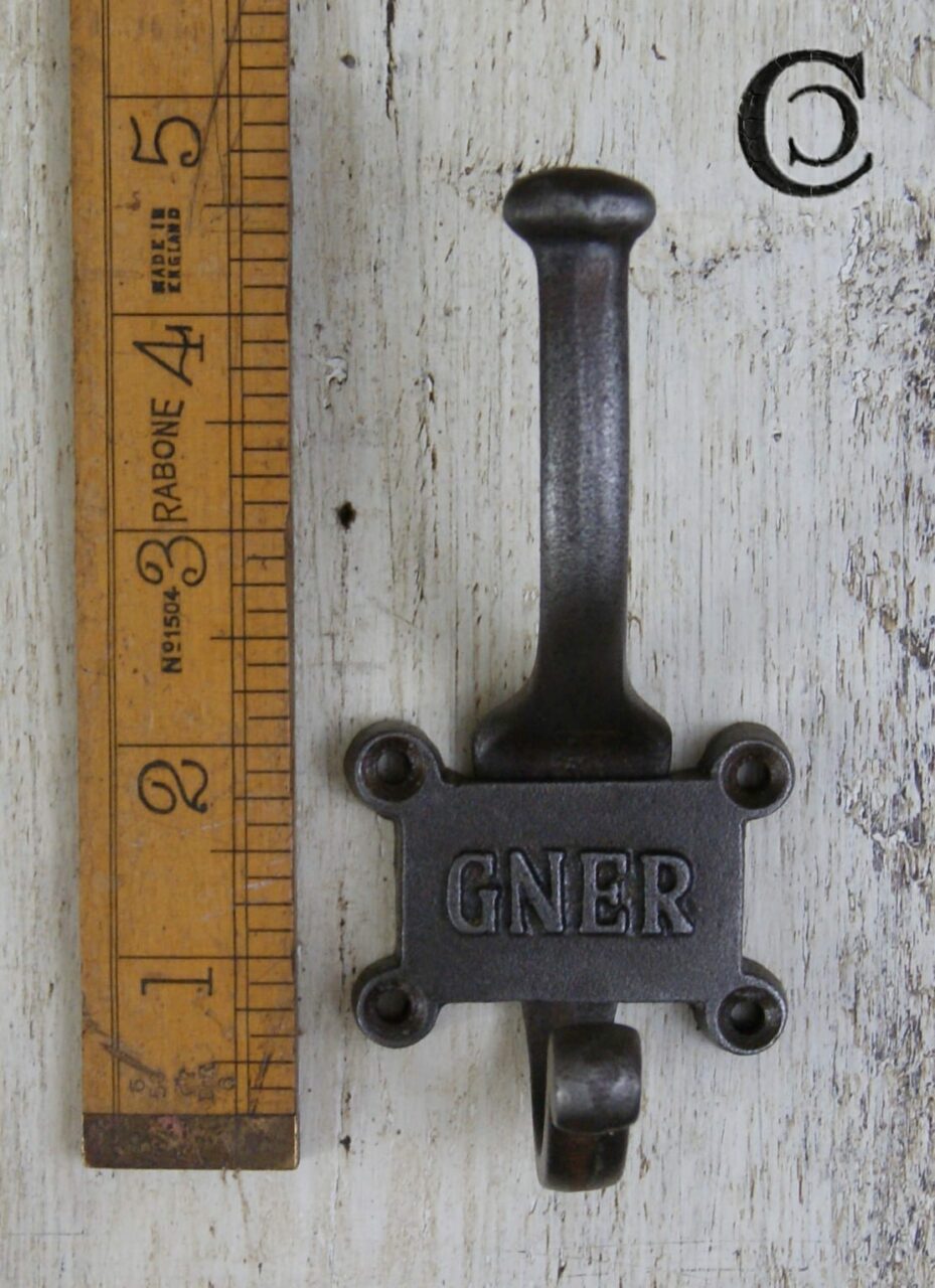 Coat Hook Retro GNER 2 Part 4 Screw Hole Cast Antique Iron 125mm