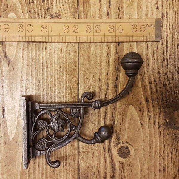 Hat & Coat Hook Ornate ROBSON Cast Antique Iron 125mm