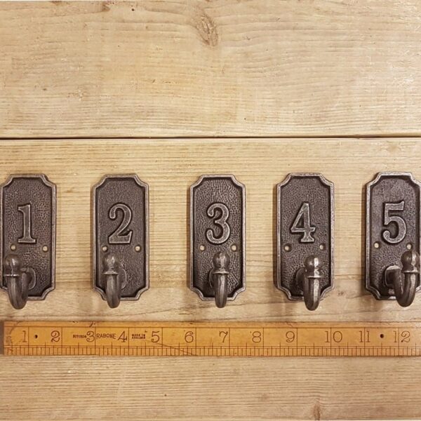 Single Ball End Coat Hook Numbered Plaque Hook Set of 1-5  TBD
