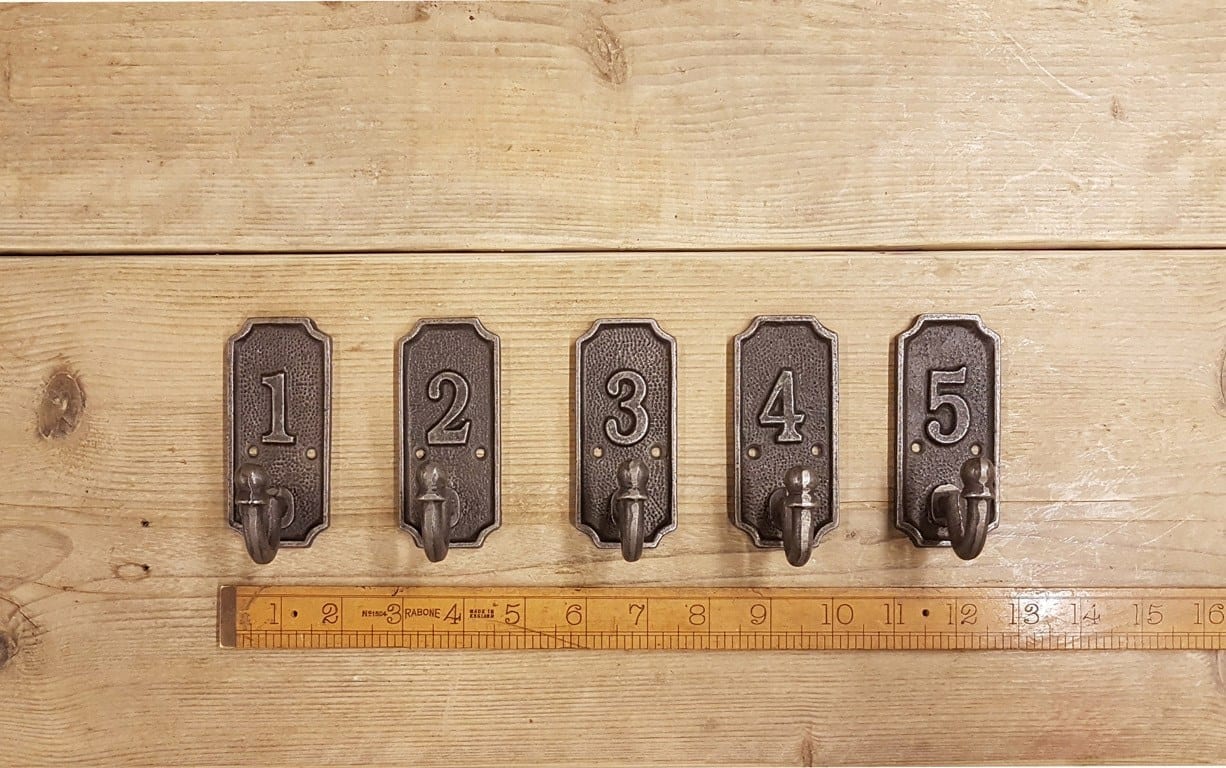 Single Ball End Coat Hook Numbered Plaque Hook Set of 1-5 TBD