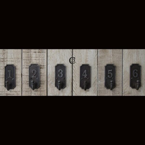 Single Ball End Coat Hook Numbered Plaque Hooks Set of 1 - 6