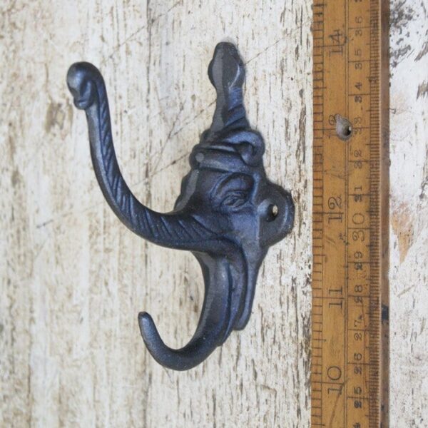 Coat Hook ELEPHANT EYES Cast Antique Iron size 100mm