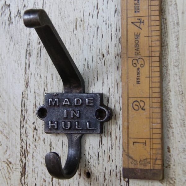 Coat Hook Double 2 Part MADE IN HULL Cast Antique Iron 110mm