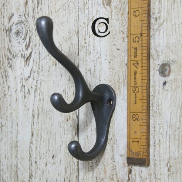 Antler Coat Hook Large Triple Cast Antique Iron 155mm