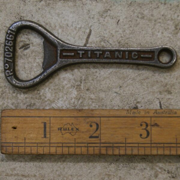 Bottle Opener Hand Held TITANIC Cast Antique Iron