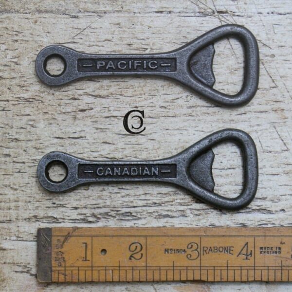 Bottle Opener Hand Held CANADIAN PACIFIC Cast Antique Iron