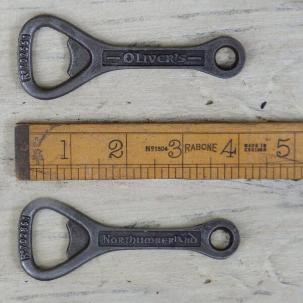 Bottle Opener Hand Held OLIVERS NORTHUMBERLAND Antique Iron