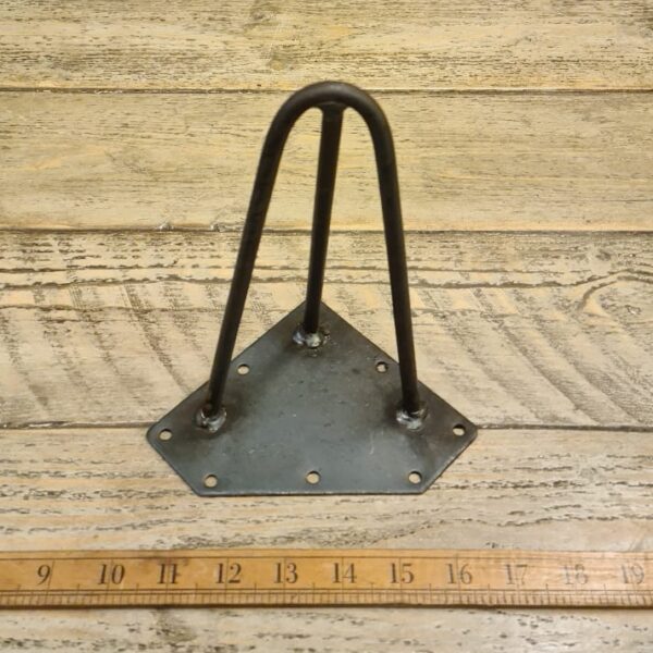 Alternative view of Hairpin Leg 3 Prong Antique Iron 8mm Diameter Rod 200mm