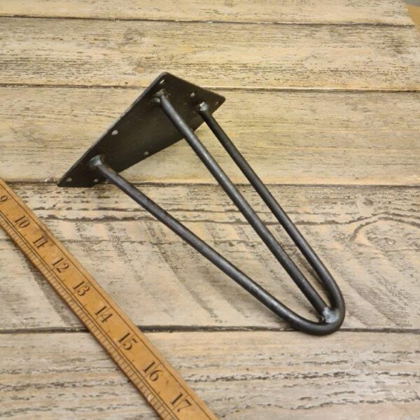 Hairpin Leg 3 Prong Antique Iron 8mm Diameter Rod 200mm