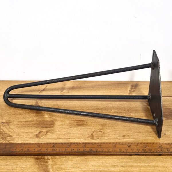 Alternative view of Hairpin Leg 3 Prong Antique Iron 8mm Diameter Rod 300mm