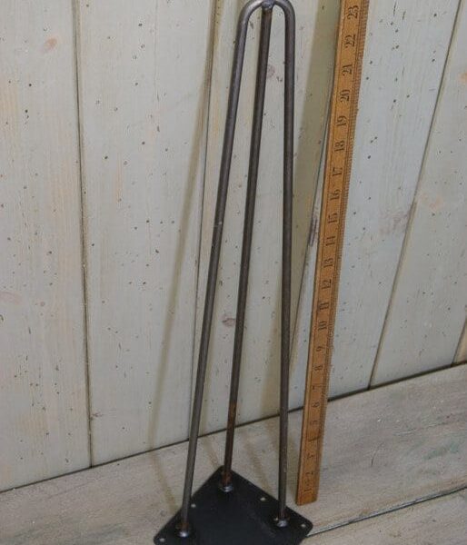 Hairpin Leg 3 Prong Antique Iron 8mm Diameter Rod 600mm