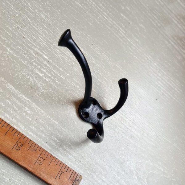 Alternative view of Triple Hook Plain Flat Top Black Epoxy 3 Hole 125mm
