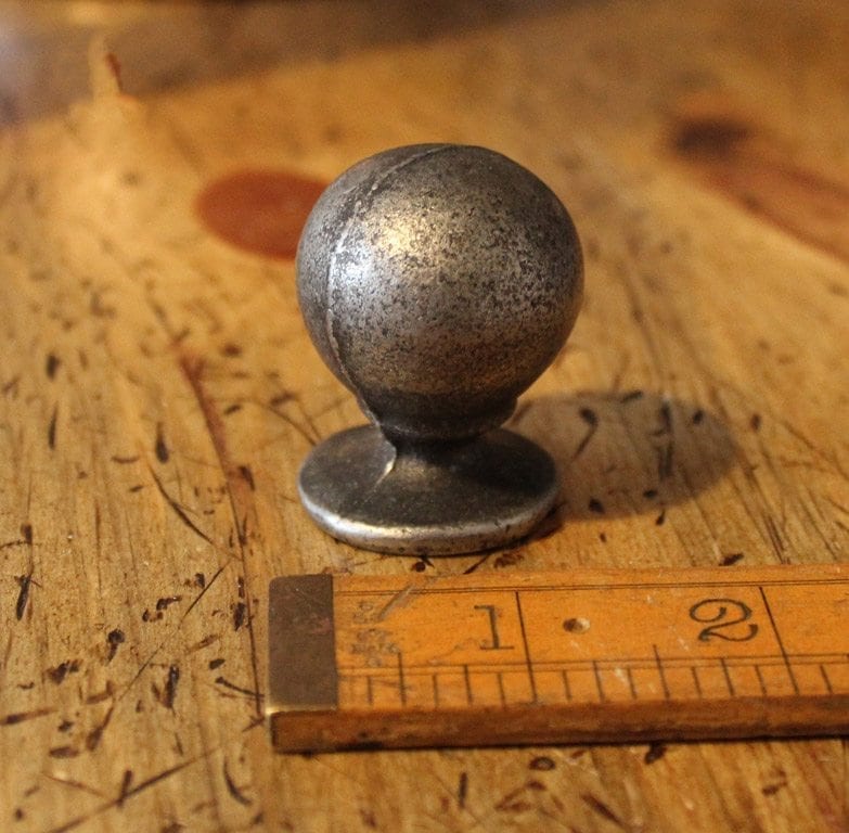 Knob Ball Stem & Back Plate Cast Antique Iron 31mm Diameter M4
