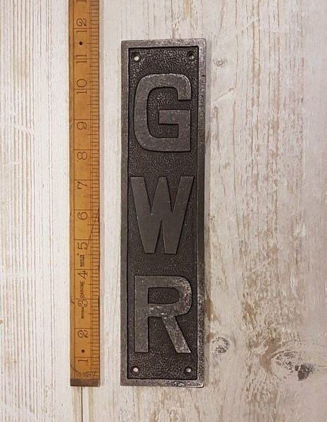 Push Finger Plate Vertical GWR Cast Antique Iron 295mm x 70mm