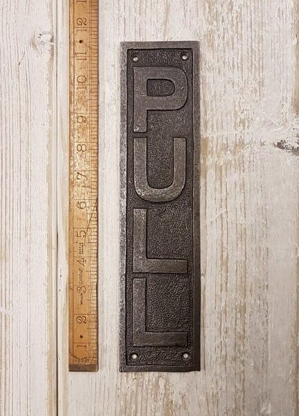 Finger Door Plate Vertical PULL Cast Antique Iron 295mm x 70mm