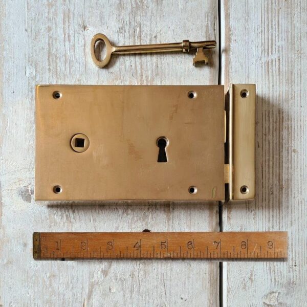 Rim Lever Lock Set SOLID BRASS - RIGHT Hand (check out) 178mm x 127mm