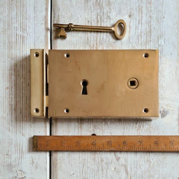 Rim Lever Lock Set SOLID BRASS - LEFT Hand (check out) 178mm x 127mm