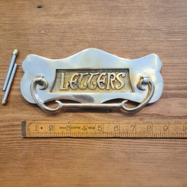 Alternative view of Letter Box Plate LETTERS Brass with Knocker 220mm Alt 01.352