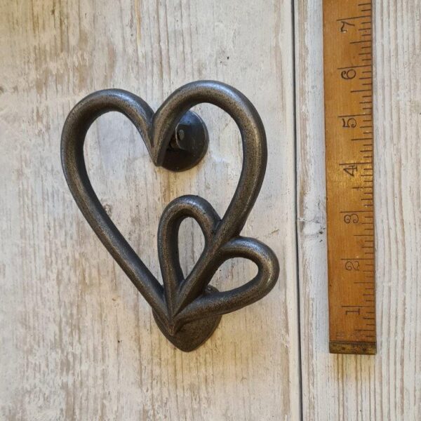 Door Knocker DOUBLE LOVE HEART Cast Antique Iron 160mm x 150mm