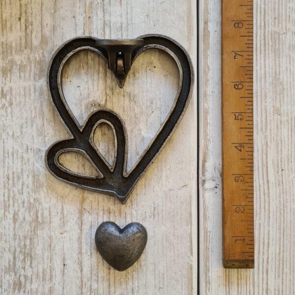 Alternative view of Door Knocker DOUBLE LOVE HEART Cast Antique Iron 160mm x 150mm