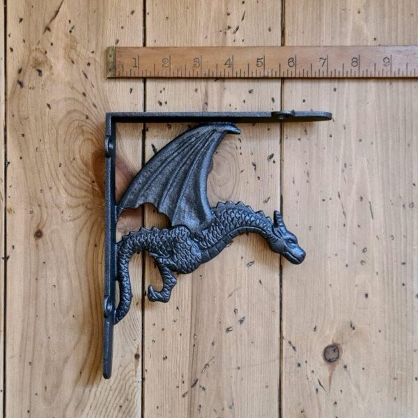 Alternative view of Shelf Bracket WINGED DRAGON Cast Antique Iron 210mm x 180mm