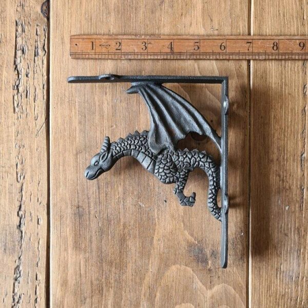 Alternative view of Shelf Bracket WINGED DRAGON Cast Antique Iron 180mm x 150mm