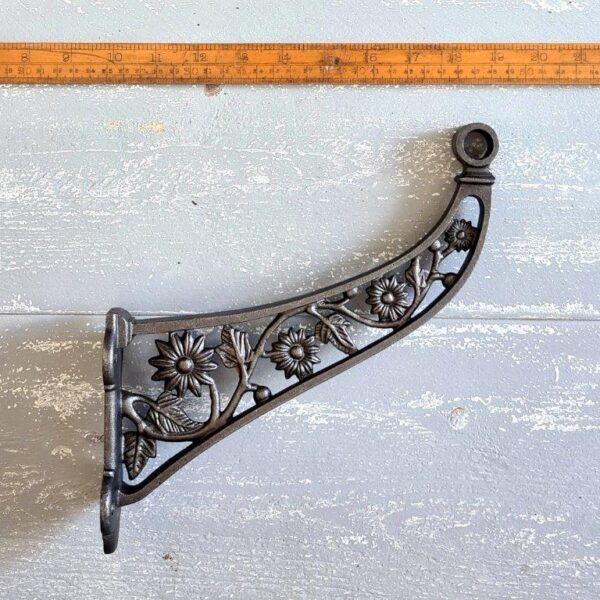 Wardrobe Coat Hanger Bracket FLOWERS Takes 15mm Rod Cast Iron 230mm
