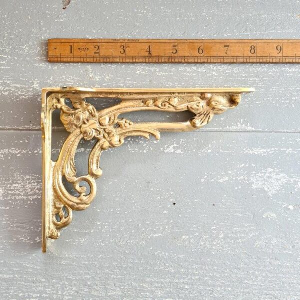 Shelf Bracket Victorian Flower Solid Brass 150mm x 200mm