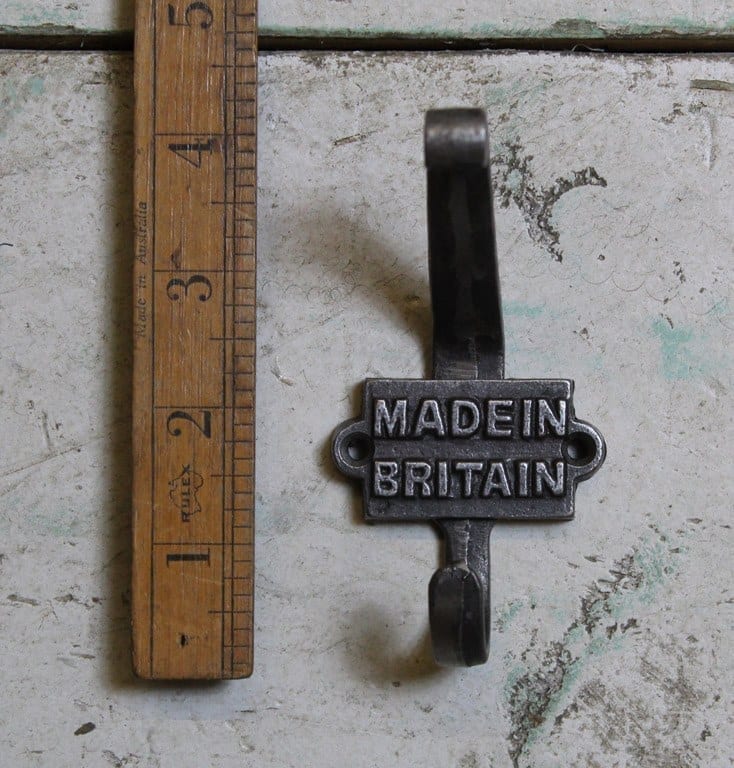 Coat Hook Double 2 Part MADE IN BRITAIN Antique Iron 110mm - TBD