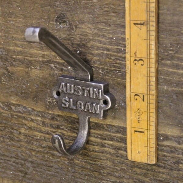 Coat Hook Double 2 Part AUSTIN SLOAN Antique Iron 110mm