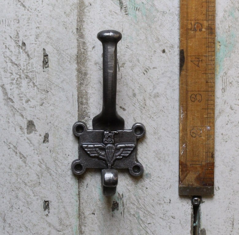 Coat Hook Double 2 Part Retro PARACHUTE REG Antique Iron 125mm